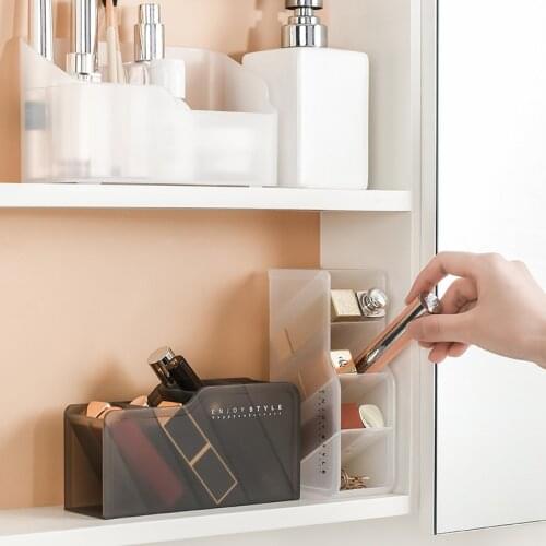 Acrylic Lipstick Storage Rack Table Top Lattice Makeup Brush Stationery Organizer Holder Multifunctional Transparent Display Box