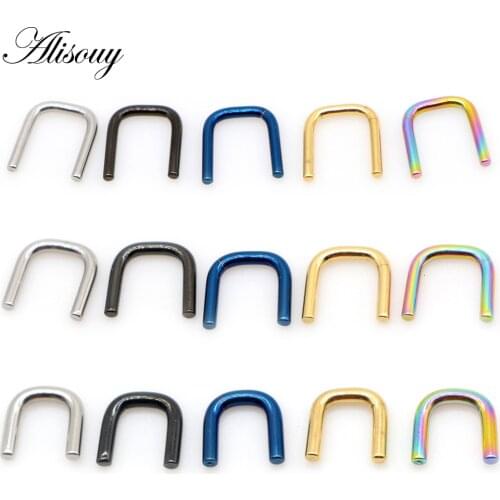 Alisouy 1pc U Shaped Stainless Steel Hiphop Rock Fake Open Septum Nose Ring Industrial Helix Tragus Ring Body Piercing Jewelry