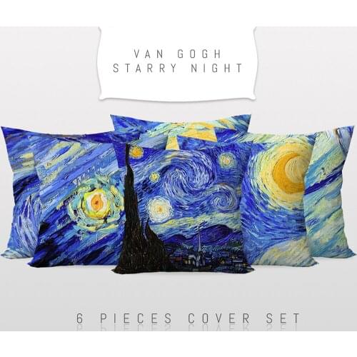 Van Gogh-Self Portrait,Throw Cushion PillowCover 5 Pieces Set,Art Decor,Sofa Cushion Cover, printable Art,Reversible 2 Sided