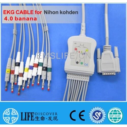 One piece EKG Cable with 10leads for nihon kohden ECG-9620,9010,9020 without resistance