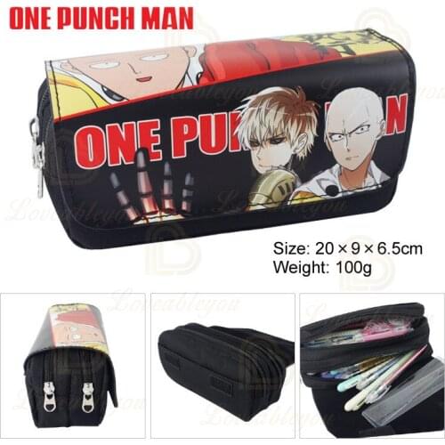 Anime One Punch Man Pencil Case Bag Yellow Student Stationery Pouch Cosmetic Travel Makeup Storage Bag