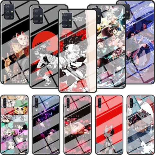 Mobile Case For Samsung Galaxy A51 A50 A71 A70 A31 A30 A21s A91 A10 A40 Tempered Glass Phone Cover Demon Slayer Kimetsu No Yaiba