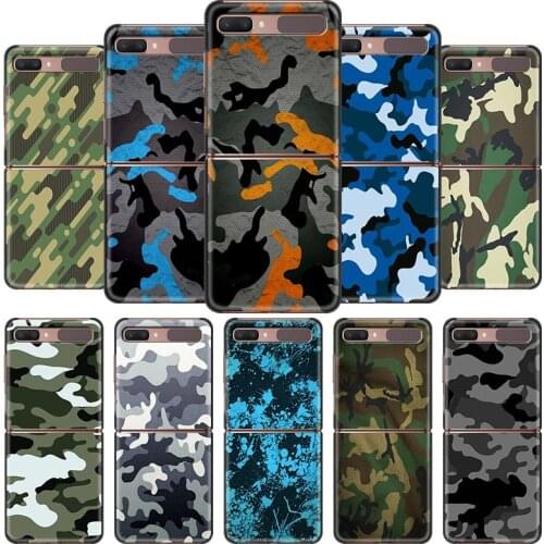 Phone Case For Samsung Galaxy Z Flip Cover For ZFlip 5G Cover Black Hard Shell Back Luxury Capa Fundas Camouflage Color