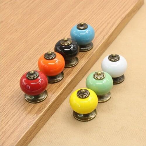 Colored Ceramic Drawer Knobs Cabinet Cupboard Handles Simple Design Knobs Single Hole Handles Furniture Hardware