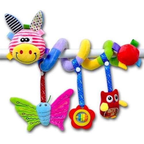Baby Toys for Children 0-12 Months Plush Rattle Crib Spiral Hanging Mobile Infant Newborn Stroller Bed Animal Gift Happy Monkey