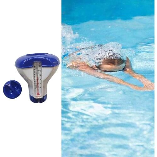 Pool Supply Town Floating Chlorine And Bromine Tabs Dispenser With Thermometer Large Capacity Spa Swimming Pool Accessory 5 Inch