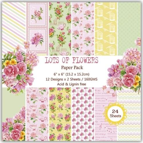DIY Scrapbooking Kit 6inch Lots Bloom Flower Papers Pattern Decorative Scrapbooking 24Sheet Paper Printed Background Craft Paper