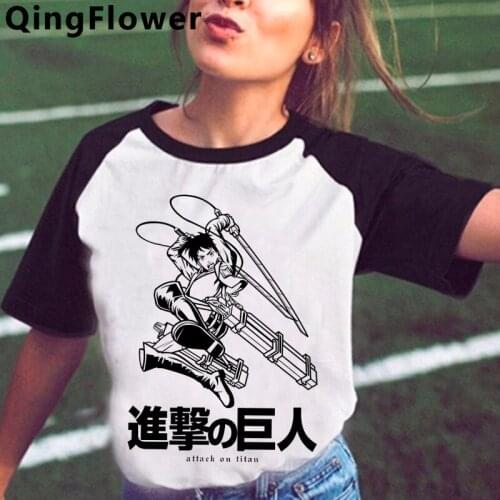 Attack on Titan Shingeki No Kyojin top tees women vintage kawaii 2021 harajuku kawaii clothes t shirt white t shirt plus size