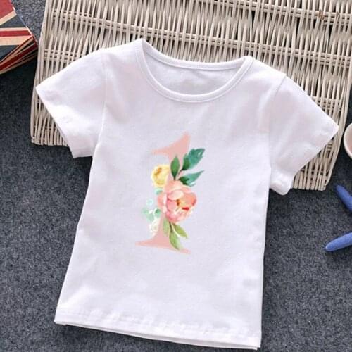 Cute Boys Girs Baby Birthday T Shirts Children Number 1-10 Birthday T-shirt Kids Summer Clothes
