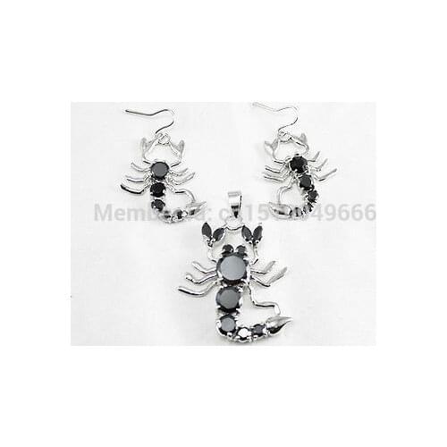 Hot sale Beautiful black Crystal Scorpion pendant earrings set
