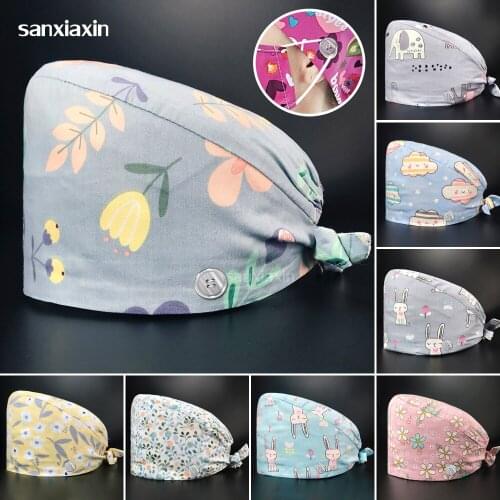 Unisex surgical caps operating room caps nurses hats veterinary pet with beauty salons Eye hospital clinic clinical Buttons hats