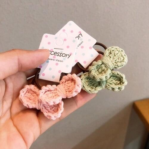 Korean Modal Woolen Bow Tie Hair Ties for Children Cute Rubber Bands