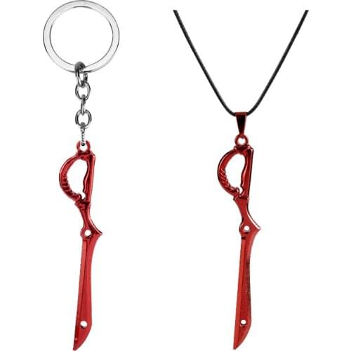Anime Kill La Kill Jewelry Red Necklace Keychain Metal Pendants Necklace Keyring For Women Girls Gifts Party Accessories