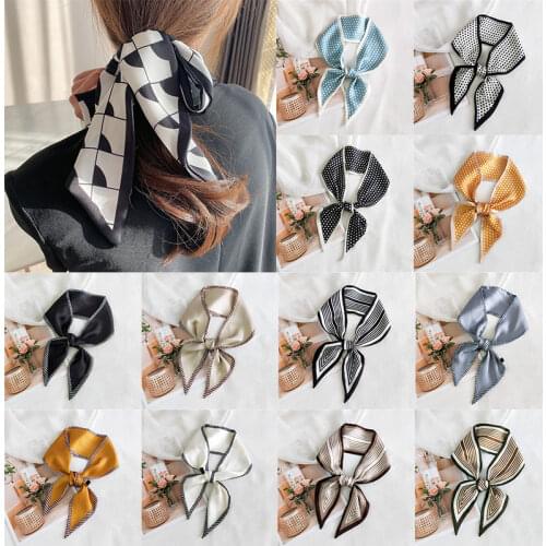 Polka Dot Stripe Multifunction Long Ribbon Hair Tie Narrow Long Scarf Head Scarf Headband Fashion Print Handle Bag Ribbons 2021