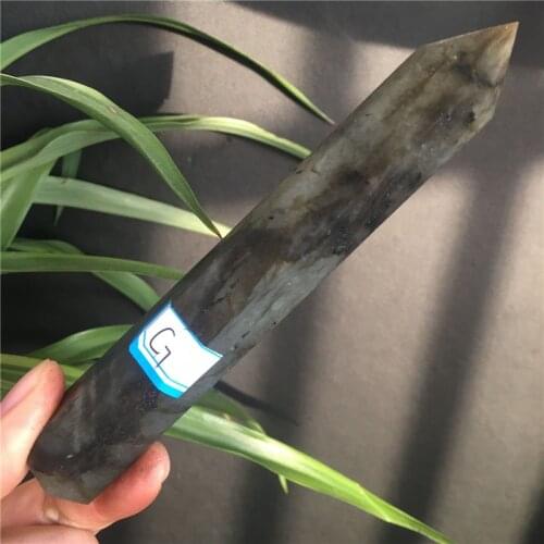 Natural Labradorite Crystal Hexagonal Column Point Mineral Stone Healing Wand Treatment