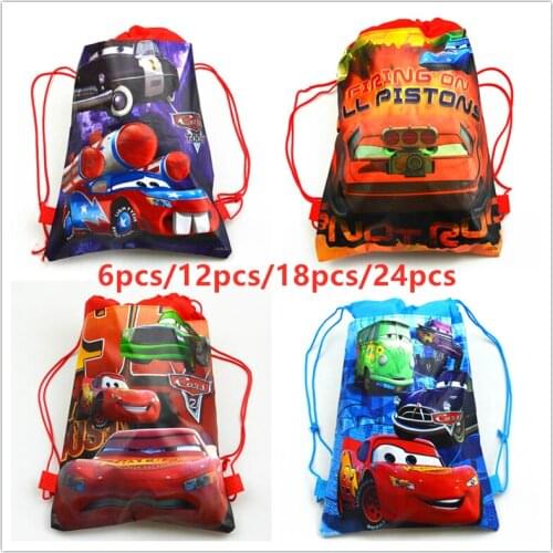 New Cartoon Disney Cars Non-woven Fabric Drawstring Backpack Gift Bag Storage Bag Kids Boys favor school bags Party Supplies