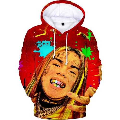 New Rapper Tekashi69 6ix9ine Tekashi 69 Men/women 3D Hoodies Sweatshirts Harajuku Hip Hop Pullover Hooded Autumn Funny Outwear
