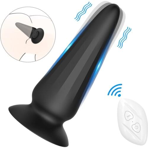 Huge Vibarting Anal Plug 10 Frequency Wireless Remote Control Wearable Suction Cup Pointed Butt Plug Prostate Massage Sex Toys
