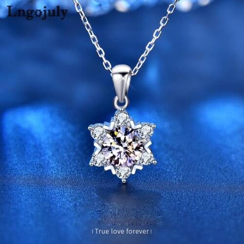 925 Sterling Silver Women Necklaces 1 Carat Moissanite Pendant Necklace For Women Bride Wedding Party Solid Silver 925 Jewelry