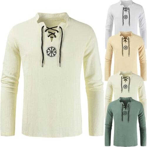 Medieval Viking Pirate Ropa Vikinga Cosplay Carnival Costume Renaissance Linen Top Shirt Pants Halloween Costumes For Men Adult