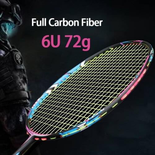 Different Sides 100% Carbon Fiber Badminton Rackets Strung Super Light 6U 72g 22-30lbs Professional Racquet With Bags Strings