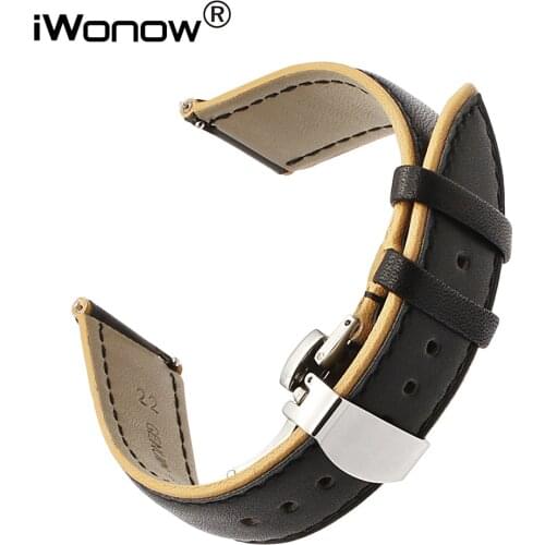 France Genuine Leather Watchband Double Color for Samsung Gear S3 Galaxy Watch 46mm Gear 2 Neo Live Band Quick Release Strap