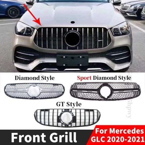 Front Grille Racing Grill Inlet Grille Center Mesh Tuning Accessories For Mercedes GLC X253 C253 2020 2021 Sport AMG Line Coupe