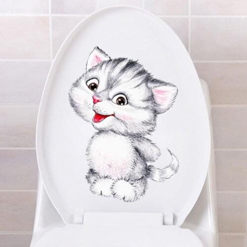 Removable Lovely Cats Design Bathroom Toilet Lid Sticker Waterproof Restroom Kid Wall Decal Decor Home Ornament