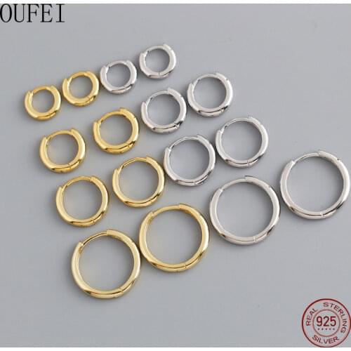 Real 925 Sterling Silver Earring For Women Minimalist Round Inner Diameter Of Circle 6.5mm-14.5mm Hoop Earrings 925 Jewelry