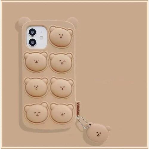 Super Cute 3D Bear Pendant Phone Case For iPhone 11 12 Pro Max Mini SE 2020 6 7 8 Plus XS 6S X XR Soft Silicone Shockproof Cover