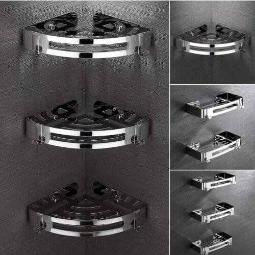 Triangle Shower Storage Rack Bathroom Shampoo Shower Shelf Space Aluminum Free Punch Kitchen Tripod Corner Stand Accessories