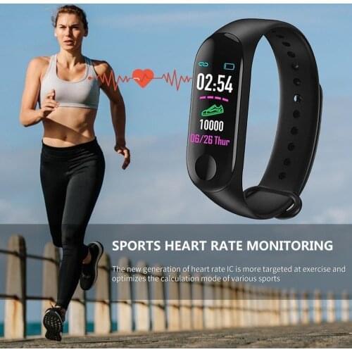 M3Plus Smart Heart Rate Monitor Wristband Pedometer Call Reminder Message Push Neutral Silicone Waterproof Sleep Monitoring