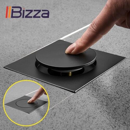 Vidric Pop Up Foot Floor Drain Brass Chrome Plated Bathtub Push Down Deodorization type Square Modern Floor Cover Plug 10*10cm