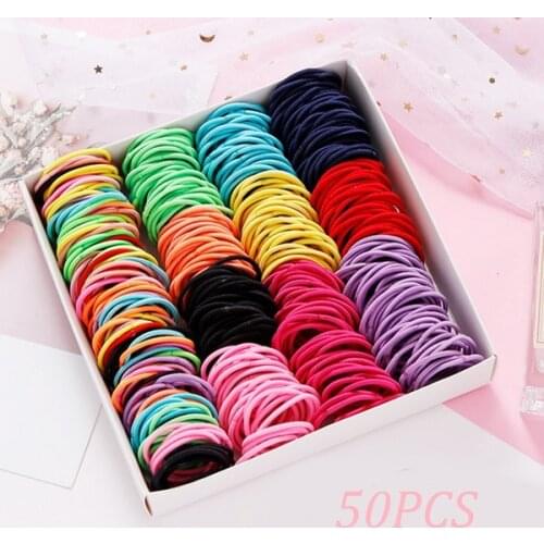100PCS/Lot Candy Color Girls Nylon 3CM Rubber Bands Children Safe Stretch Hair Bands Ponytail Holder Kids Hair Accessories