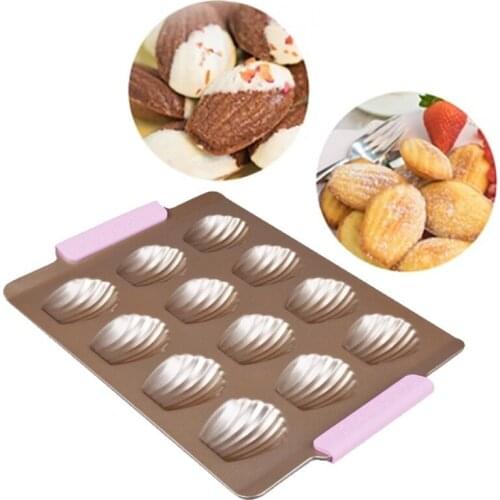 12 Cavity Shell Shape Cupcake Baking Pan Cookies Muffin Tray Mold Carbon Steel Non Stick Bakeware