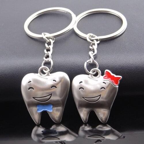 2021 Novelty 1 Pair Keyrings Teeth Keychain Men and Women Cute Anime Cartoon Kids Keyring Gift Porte Clef