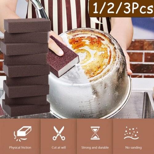 1/2/3Pcs Carborundum Sponge Brush Removing Rust Cleaning Sponge Eraser Descaling Clean Rub For Cooktop Pot Kitchen Cleaning Tool