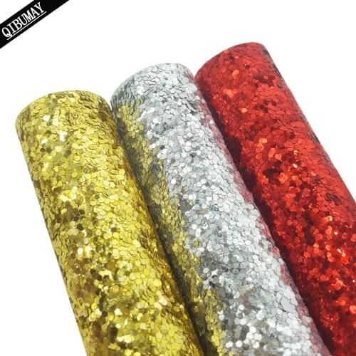 QIBU 3pcs 22*30cm Faux Leather Sheets Shiny Glitter Stripe Vinyl Fabric For Earring Crafts Decoration DIY Hair Bow Accessories