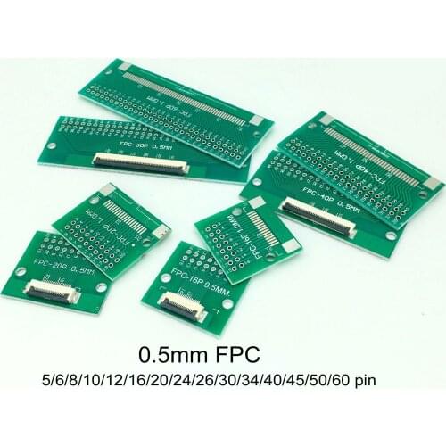 4/5/6/8/10/12/16/20/24/26/30/34/40/45/50/60 0.5mm FFC FPC adapter 2.54mm Flat cable Socket converter breakout board for TFT LCD