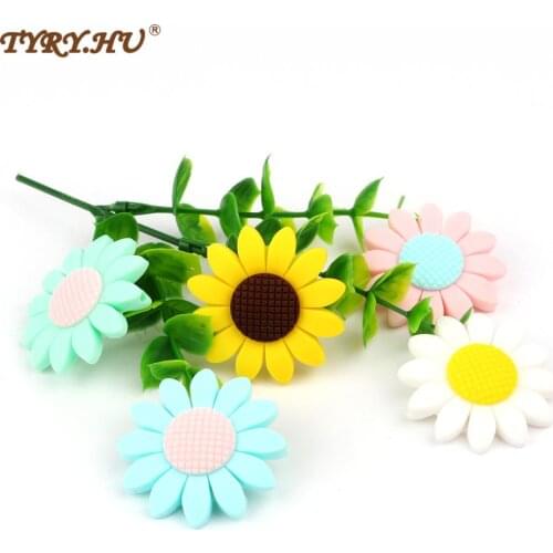 TYRY.HU 5pcs Sunflower Silicone Baby Teething Beads Infants Tooth Care Food Grade Teether BPA Free