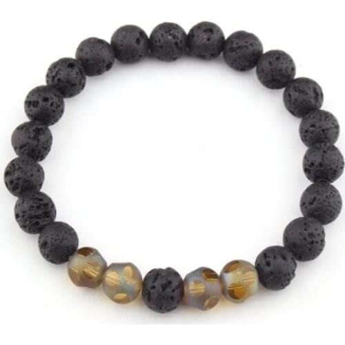 8mm yellow Punk multicolor Agate Chakra Healing Reiki Buddha Yoga Bracelet elastic adjustable Volcanic Stone Bangles erff2