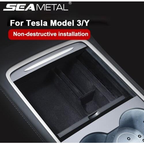 Car Storage Box for Tesla Model 3 Accessories ABS Hidden Organizer for Model3 Central Armrest Container Auto Tidying Car Goods