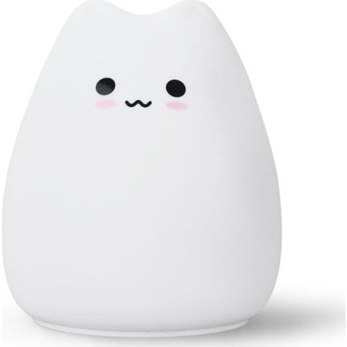 Colorful LED Night Light Animal Cat stype Silicone Soft Breathing Cartoon Baby Nursery Lamp for Children Gift