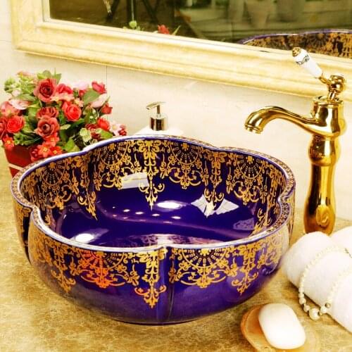 Porcelain China Classic Painting Art Countertop washing basin bowl Ceramic wash basin Bathroom Sink