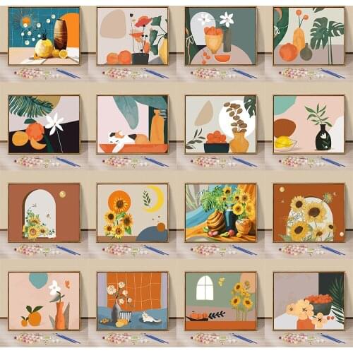 Simple Life Painting By Numbers For Adults Kits Hand Painted Decor Drawing Canvas DIY Oil Coloring Paint Picture By Numbers