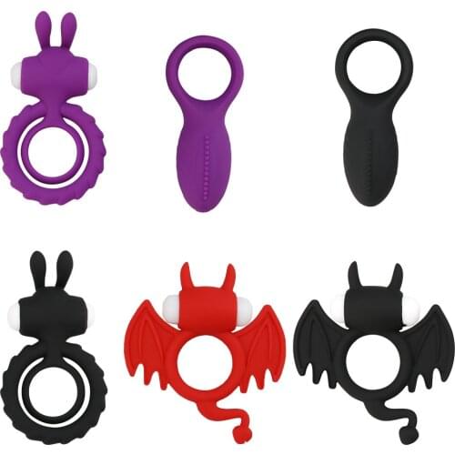Bat Rabbit Shape Penis Ring Cock Ring Toys For Adults Sex Products Men Vibrators Collars Delay Premature Lock Sex Toys For Men