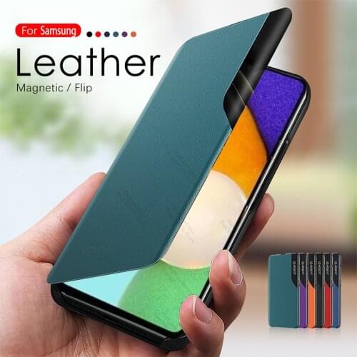 Leather Smart Window View Flip Covers Case For Samsung Galaxy A52 5G 4G samsun a 52 52a Magnet Stand Coque samsuna52 phone shell
