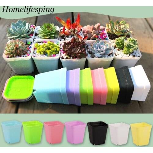 Creative Small Square Pots for Succulent plants Plastic Grow Box Fall Resistant Tray For Home Garden Flower Plant Nursery Pots