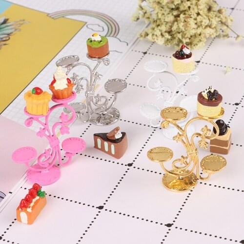 1/12 Dollhouse Miniature Food Groceries Supplies Fruit Stand Delicious Cakes Rack Kitchen Toys for Baby Kids