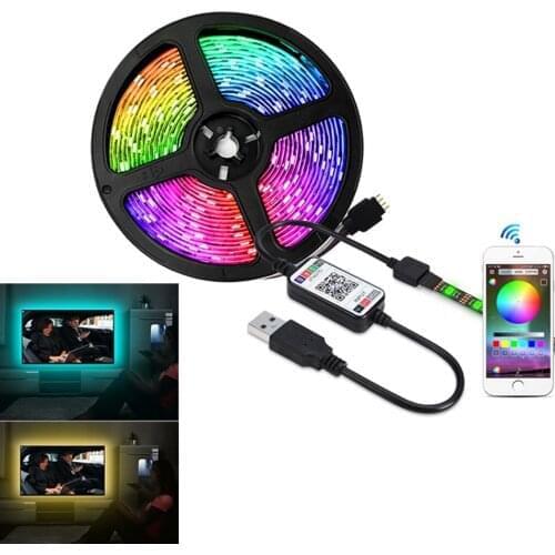 Music Sync RGB LED Strip Light 5V 5050 30Led/m Bluetooth LED Lights Strip Sound Sensor APP Remote RGB Tape Ribbon 0.5-5m Kit